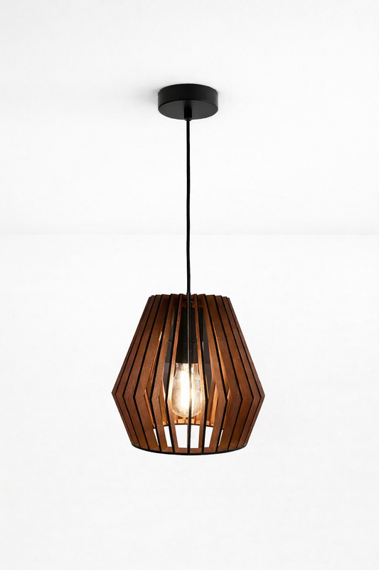 Deckenleuchte Lumira aus Holz, handgefertigt