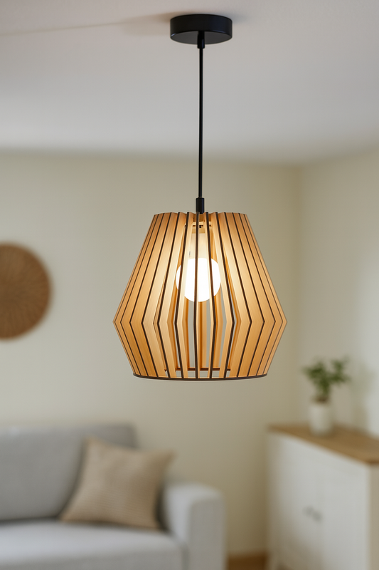 Deckenleuchte Lumira aus Holz, handgefertigt