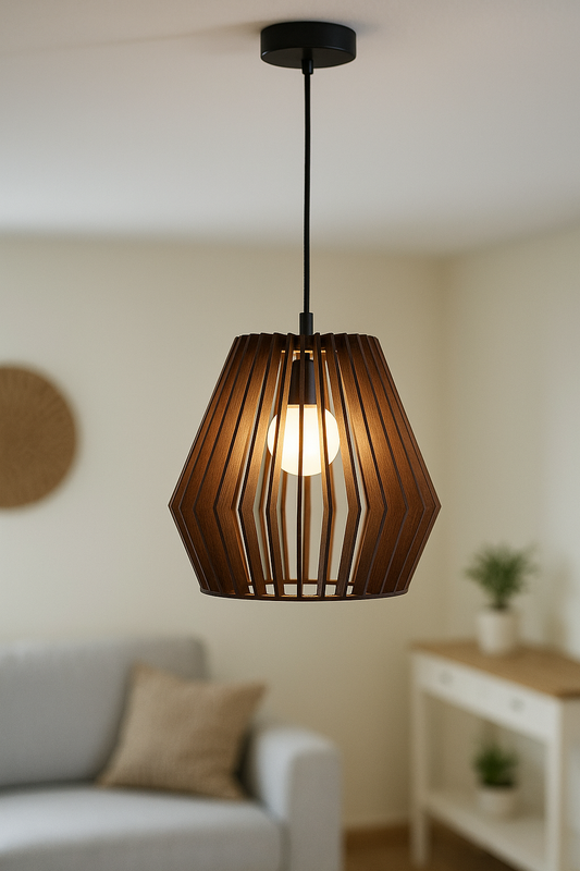 Deckenleuchte Lumira aus Holz, handgefertigt